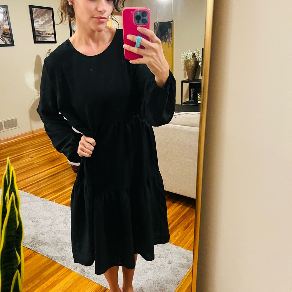 SHEIN Classic Black Long Sleeve Dress